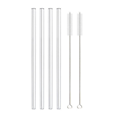 High Borosilicate Glass Straws Eco Friendly Reusable Drinking Straw for Smoothies Cocktails Bar Accessories Straws with Brushes