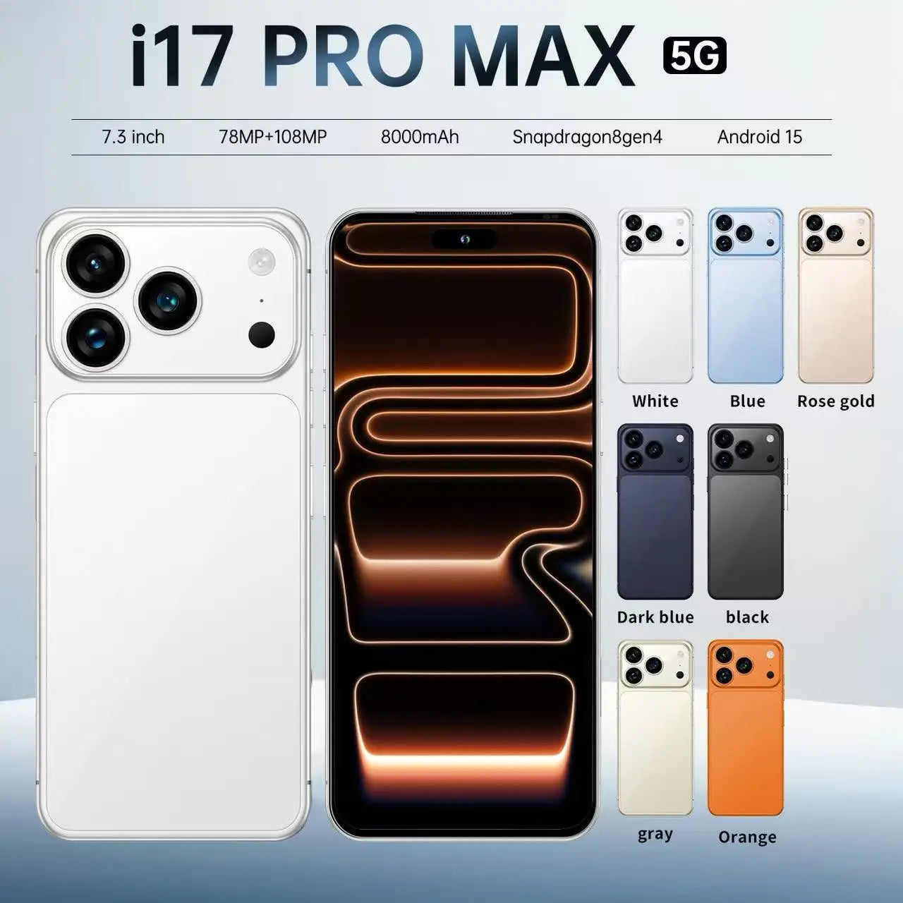 I 17 Pro Max 5G Smartphone 108MP Triple Camera 8GB+256GB 6000mAh Fast Charge Global Version Cross-Border Hot Selle - Pulse Electro