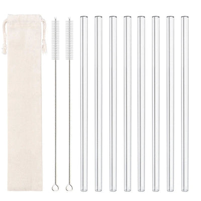 High Borosilicate Glass Straws Eco Friendly Reusable Drinking Straw for Smoothies Cocktails Bar Accessories Straws with Brushes