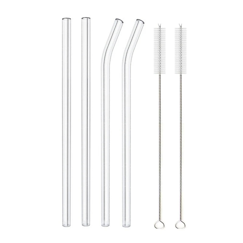 High Borosilicate Glass Straws Eco Friendly Reusable Drinking Straw for Smoothies Cocktails Bar Accessories Straws with Brushes