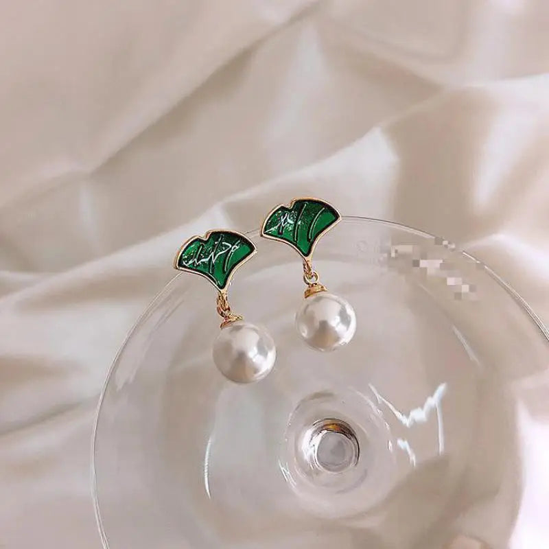 S925 Silver Needle Green Crystal Female Niche Design Earrings New Fashion Temperament Rhinestone Geometric Earrings Jewelry