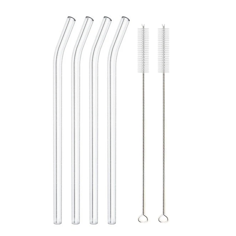 High Borosilicate Glass Straws Eco Friendly Reusable Drinking Straw for Smoothies Cocktails Bar Accessories Straws with Brushes