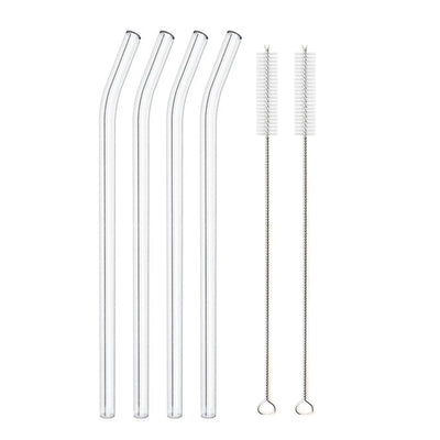 High Borosilicate Glass Straws Eco Friendly Reusable Drinking Straw for Smoothies Cocktails Bar Accessories Straws with Brushes