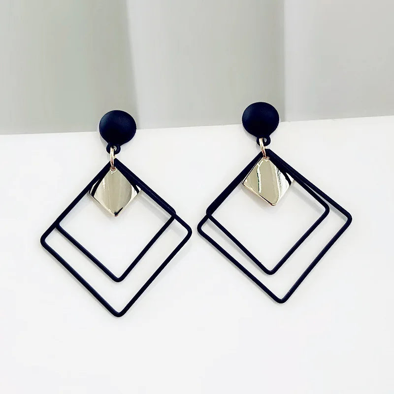 S925 Silver Needle Green Crystal Female Niche Design Earrings New Fashion Temperament Rhinestone Geometric Earrings Jewelry