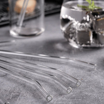 High Borosilicate Glass Straws Eco Friendly Reusable Drinking Straw for Smoothies Cocktails Bar Accessories Straws with Brushes