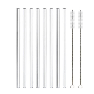 High Borosilicate Glass Straws Eco Friendly Reusable Drinking Straw for Smoothies Cocktails Bar Accessories Straws with Brushes