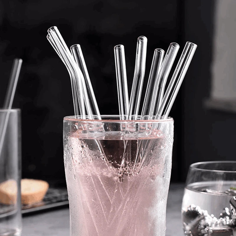 High Borosilicate Glass Straws Eco Friendly Reusable Drinking Straw for Smoothies Cocktails Bar Accessories Straws with Brushes