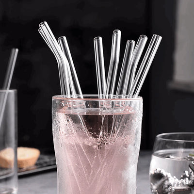 High Borosilicate Glass Straws Eco Friendly Reusable Drinking Straw for Smoothies Cocktails Bar Accessories Straws with Brushes