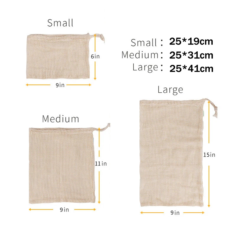 3 6 10pcs Reusable Produce Bags Set Eco Bag Cotton Mesh Vegetable Bags for Fruit Vegetable Storage Bags Reusable Shopping Bag