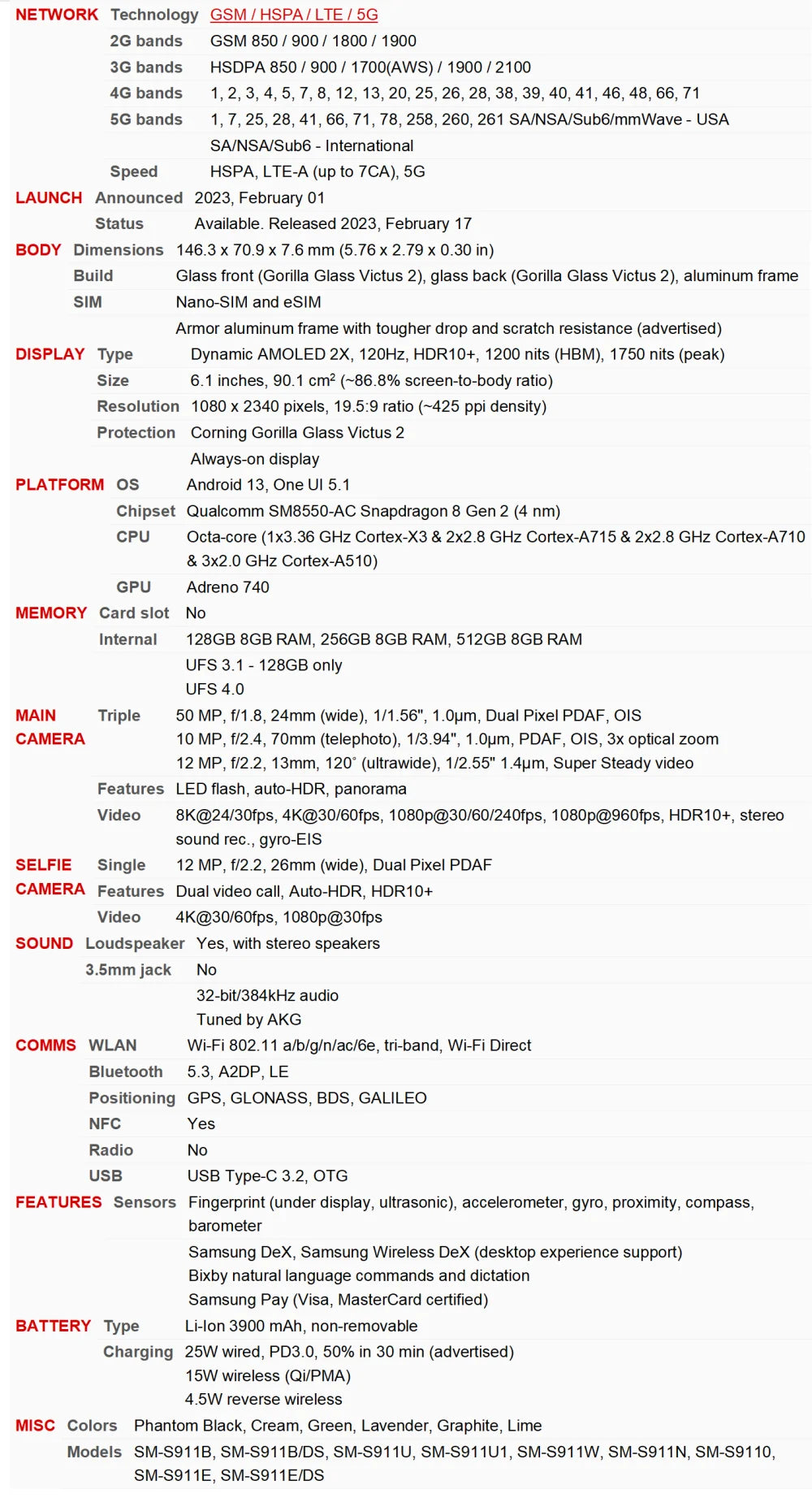 Samsung Galaxy S23 5G Phone 6.1" AMOLED 128/256/512GB ROM 8GB RAM Snapdragon NFC - Pulse Electro