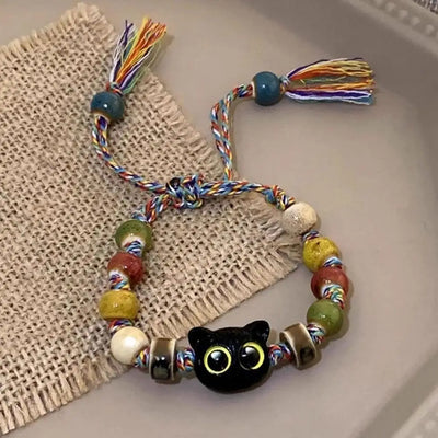 Matching Bracelets unisex Luminous Cute Cat Friendship Bracelets Black White Cat Head Bangles Glow In The Dark Gift