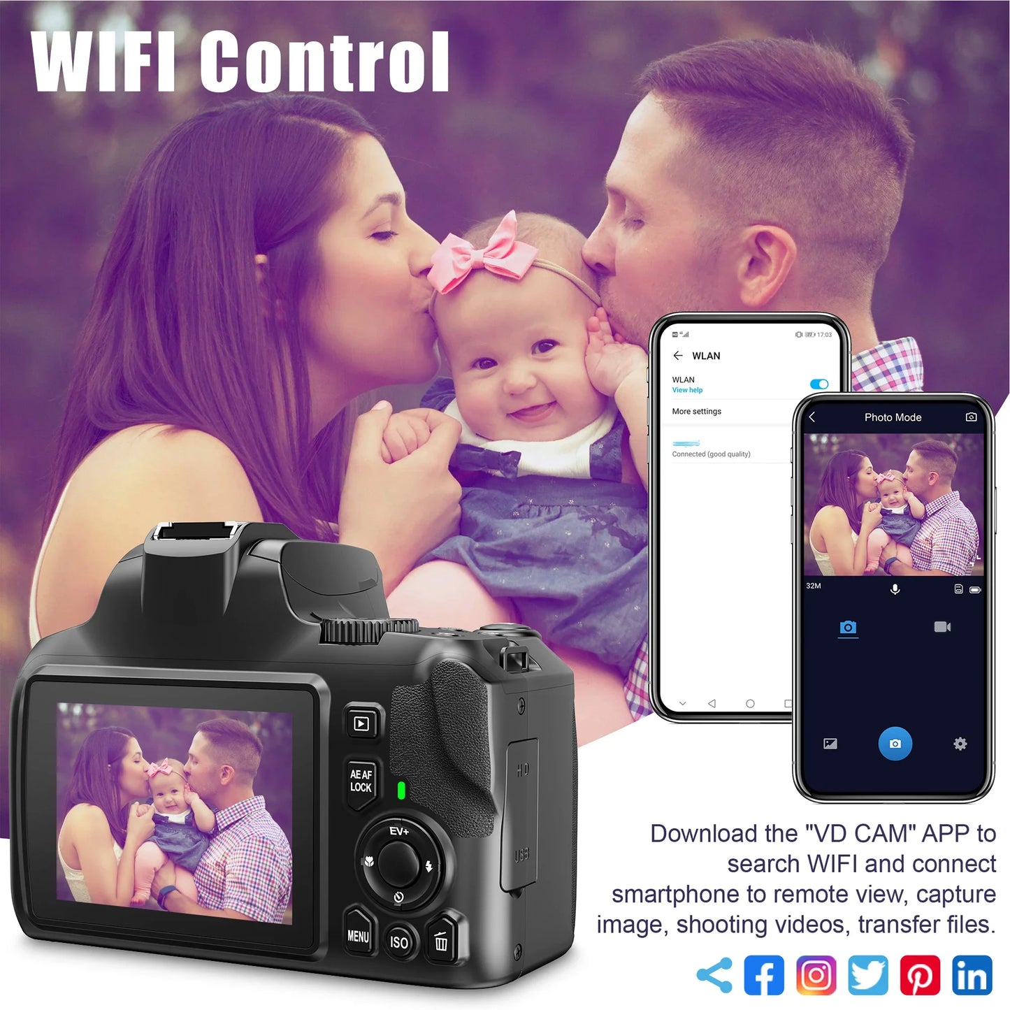 4K Digital Camera 64MP 10X Optical Zoom Youtuber Camera Auto Focus Camera For Tiktok INS Live Broadcast Professional Photography