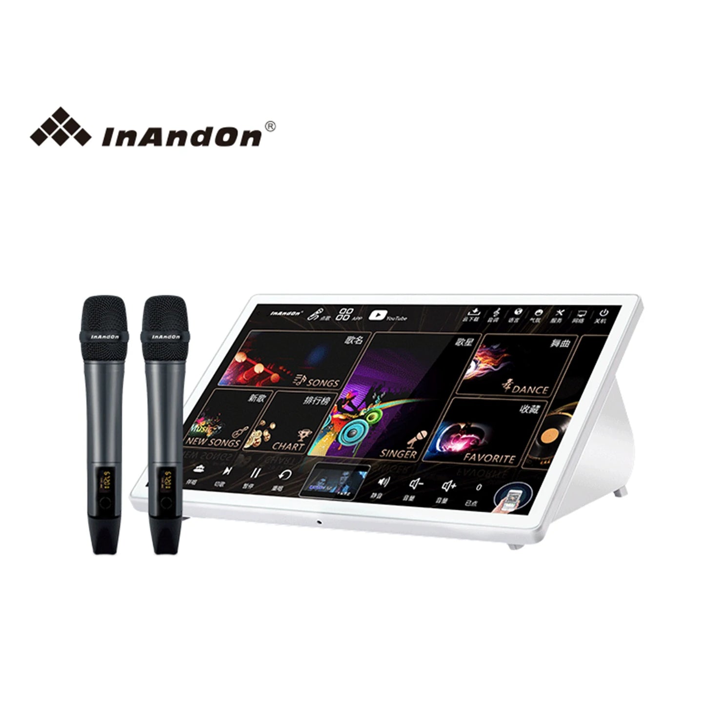 5in1 500g 15.6 Inch Touch Screen 96T Latest Karaoke System Machine With Mics Party KTV Player