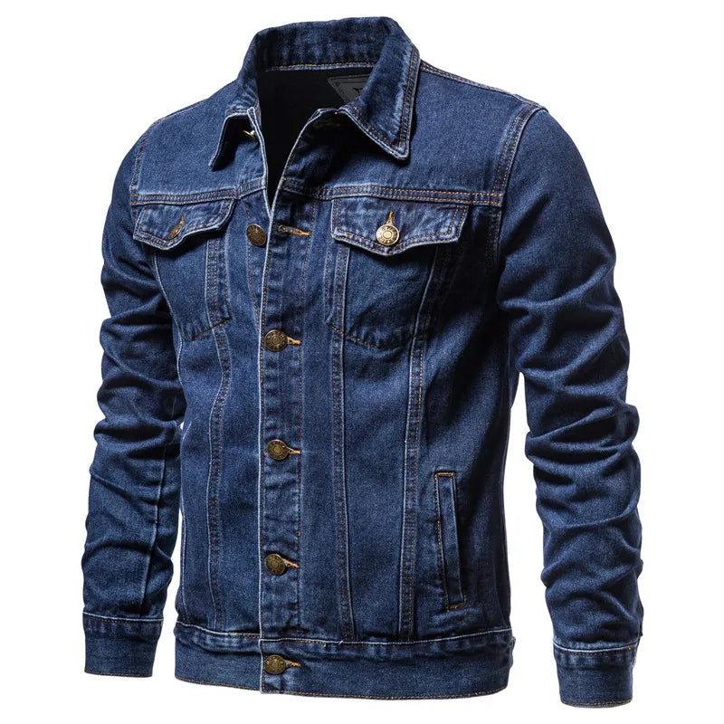 Spring Autumn Cotton Jeans Jacket Man Fashion Denim Jackets Coat Male Turn Down Collar Casual Bomber Jacket Men Clothing Outwear