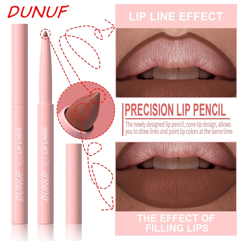 Tapered Nib Lip Liner Pencil Matte Red Brown Plumping Lip Stain Lasting Waterproof Fine Lipstick Slim Lip Outline Contour Makeup