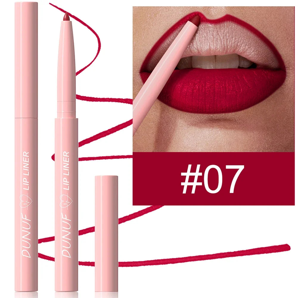 Tapered Nib Lip Liner Pencil Matte Red Brown Plumping Lip Stain Lasting Waterproof Fine Lipstick Slim Lip Outline Contour Makeup