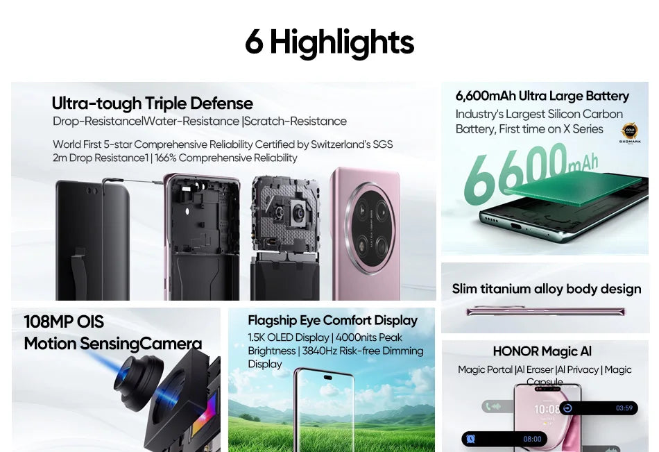 Original New Global Version HONOR X9c 5G Smartphone 6.78" Anti-Drop 120Hz Display 108MP Triple Cameras 6600mAh Battery Android14