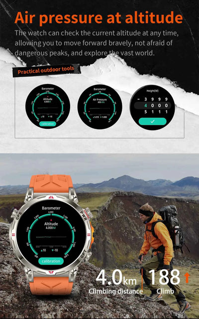 2025 New Military GPS Smartwatch T-Rex3 with 5ATM Waterproof, 650mAh Battery, Heart Rate Monitor, Compass, AI GPT, and Sports Tracker for Men - Pulse Electro