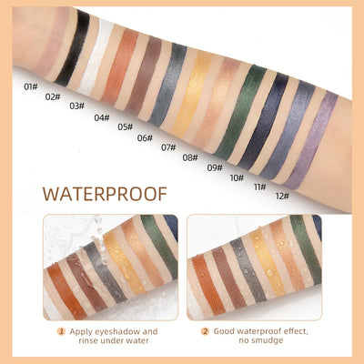 QIBEST Pearlescent Silkworm Eyeshadow Pen Waterproof Eyeshadow Pencil Glitter Matte Nude Gold Eye Shadow Pen Pigment Cosmetics