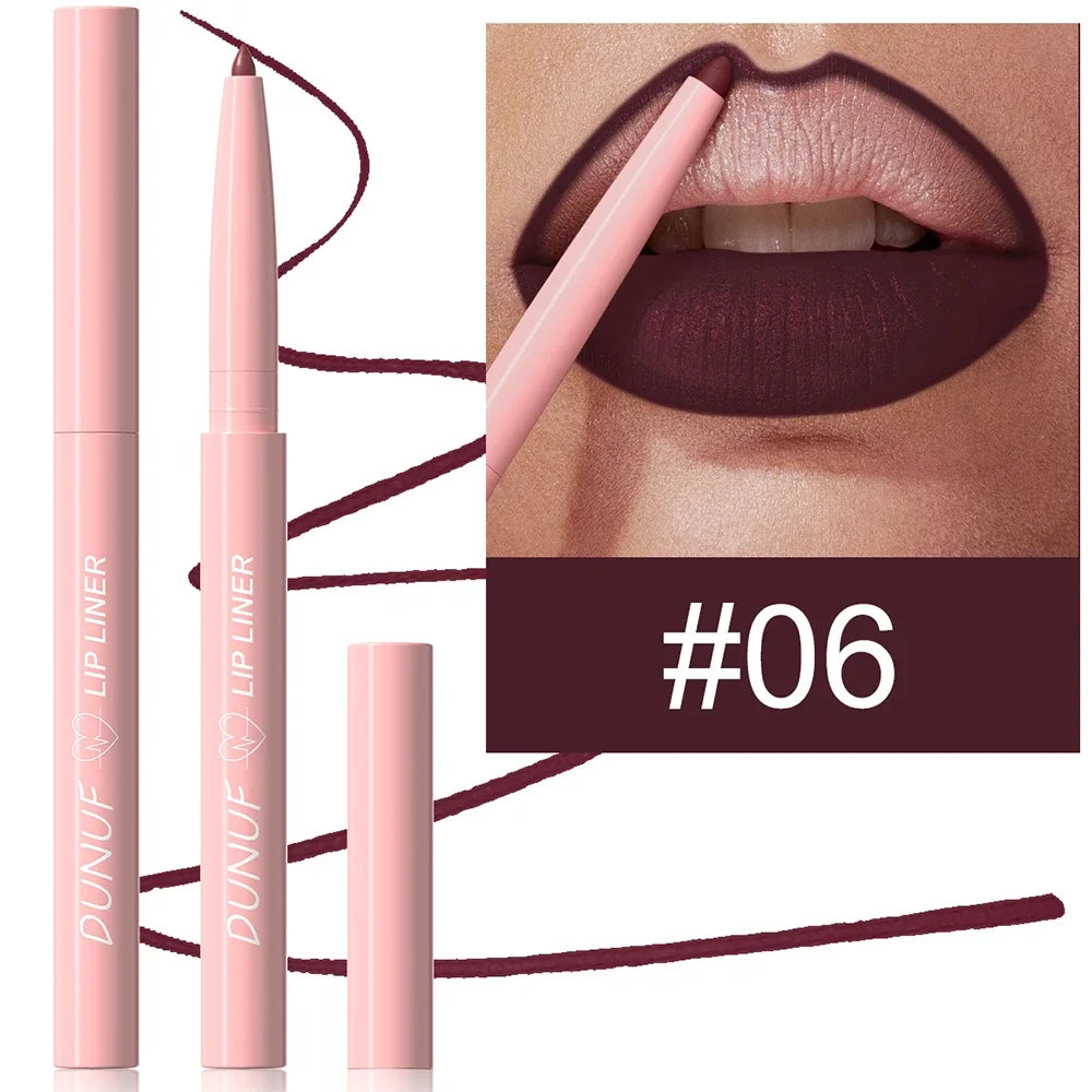 Tapered Nib Lip Liner Pencil Matte Red Brown Plumping Lip Stain Lasting Waterproof Fine Lipstick Slim Lip Outline Contour Makeup