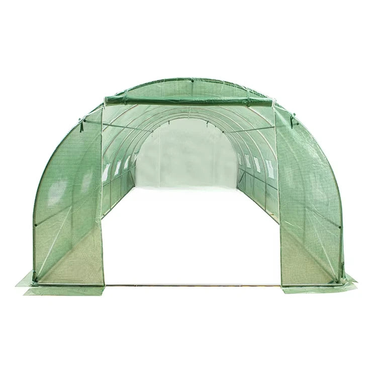 6x3x2m Big PE Polytunnel 12 windows Grow Plant Tunnel Polytunnel Greenhouse Waterproof and UV Protection Tent