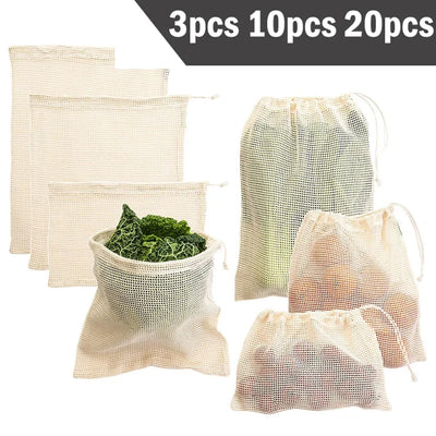 3 6 10pcs Reusable Produce Bags Set Eco Bag Cotton Mesh Vegetable Bags for Fruit Vegetable Storage Bags Reusable Shopping Bag