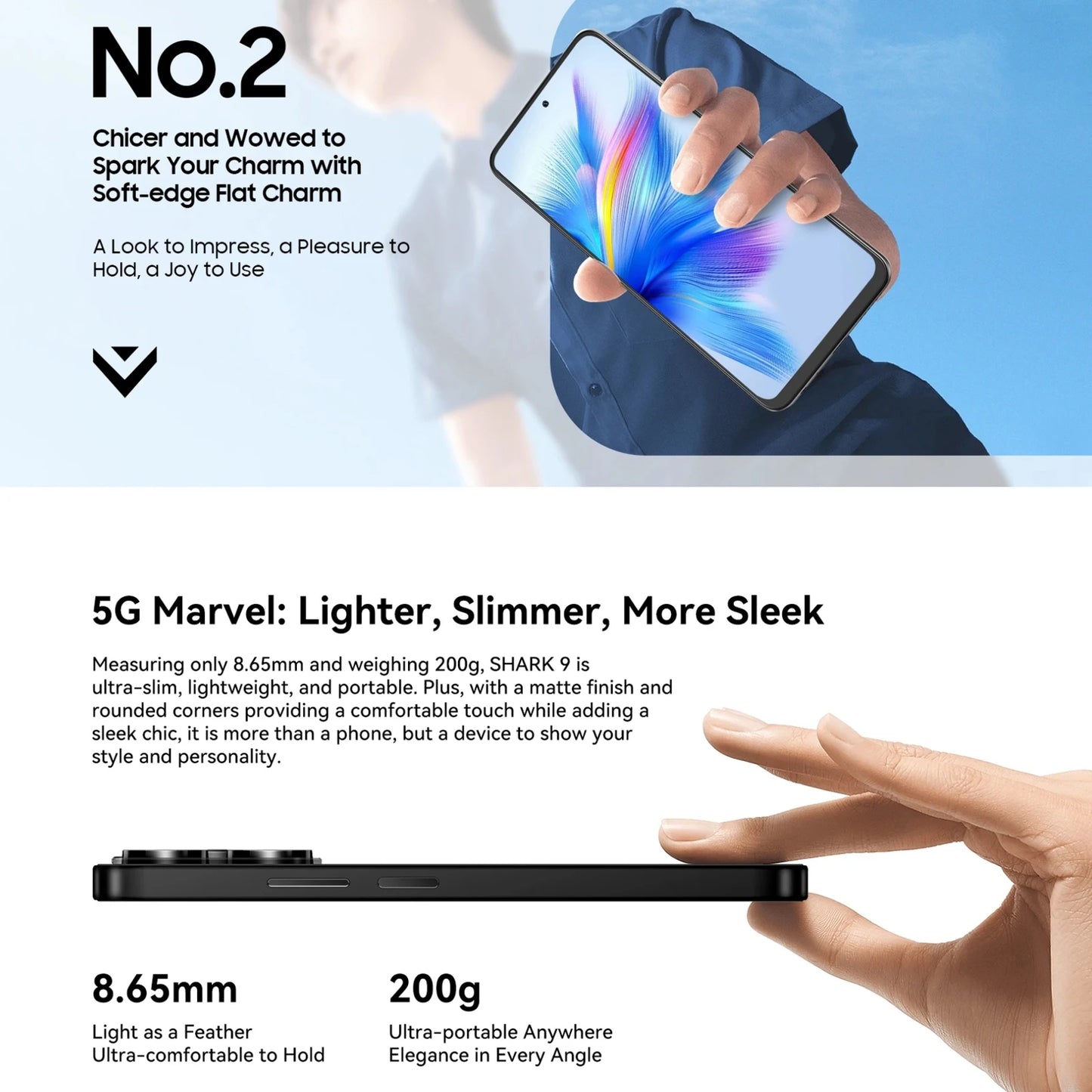 Blackview SHARK 9 5G Smartphone 8GB+256GB 6.67'' HD+ IPS Display 50MP AI Camera 5000mAh 18W Fast Charging NFC Mobile Phone