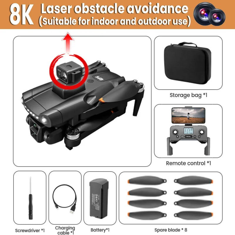 Xiaomi V198GPS Professional Drone ESC 8K  HD Camera Brushless Obstacle Avoidance Aerial Optical Foldable Quadcopter Mini Drone