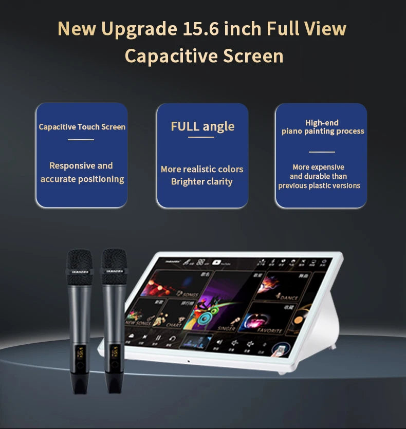 5in1 500g 15.6 Inch Touch Screen 96T Latest Karaoke System Machine With Mics Party KTV Player