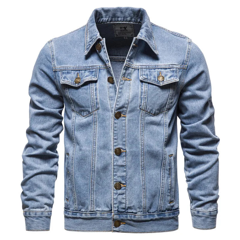 Spring Autumn Cotton Jeans Jacket Man Fashion Denim Jackets Coat Male Turn Down Collar Casual Bomber Jacket Men Clothing Outwear