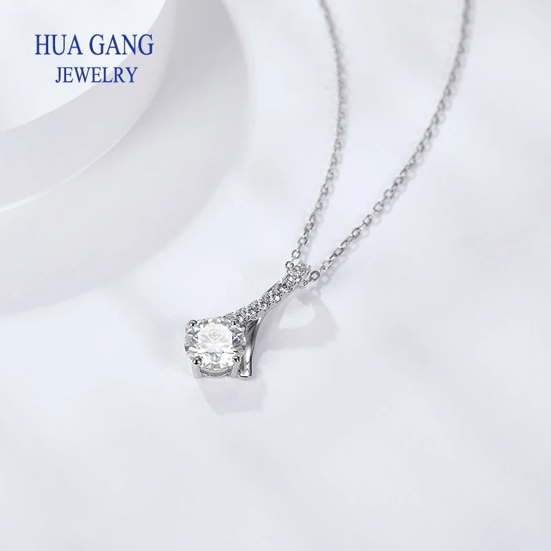 High Quality 925 Silver Plated Pendant Design Jewelry 1CT VVS1 Moissanite Diamond Necklace for Females