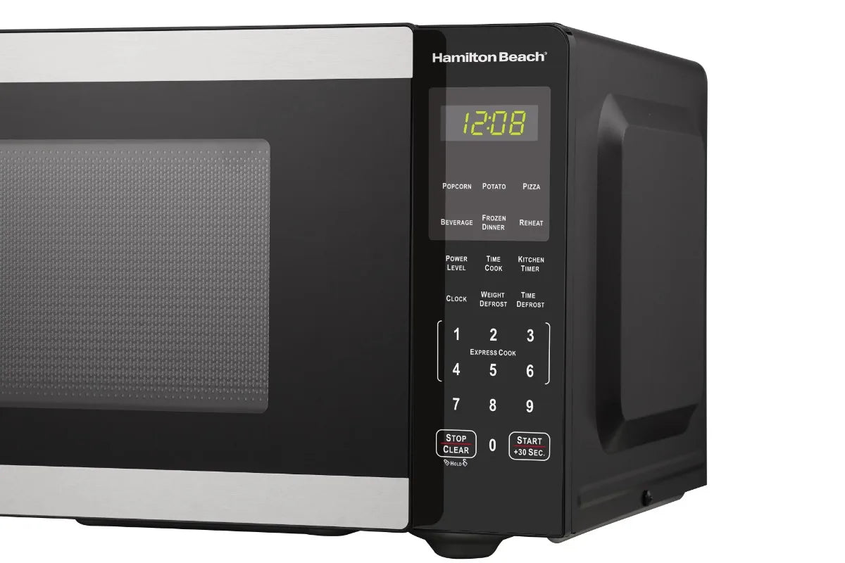 Hamilton Beach 0.9 Cu ft Countertop Microwave Oven, 900 Watts, Stainless Steel, New