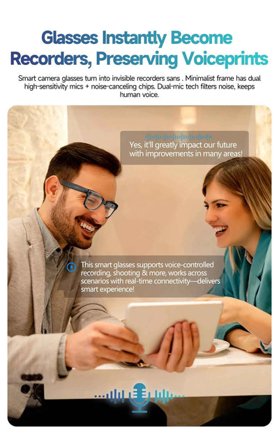 AI Smart Glasses with 8MP Camera, Bluetooth Call & Music Play, 100+ Languages Translation for Men and Women 2025 - Pulse Electro