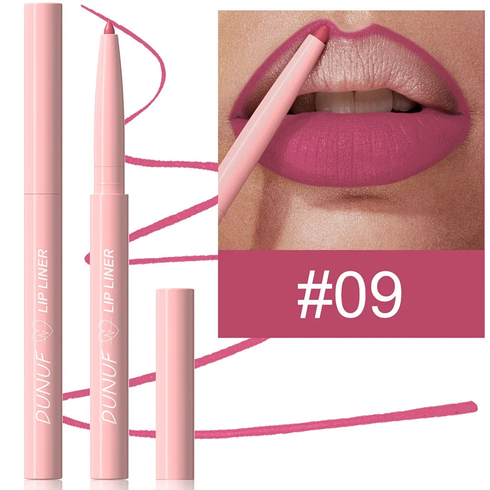 Tapered Nib Lip Liner Pencil Matte Red Brown Plumping Lip Stain Lasting Waterproof Fine Lipstick Slim Lip Outline Contour Makeup