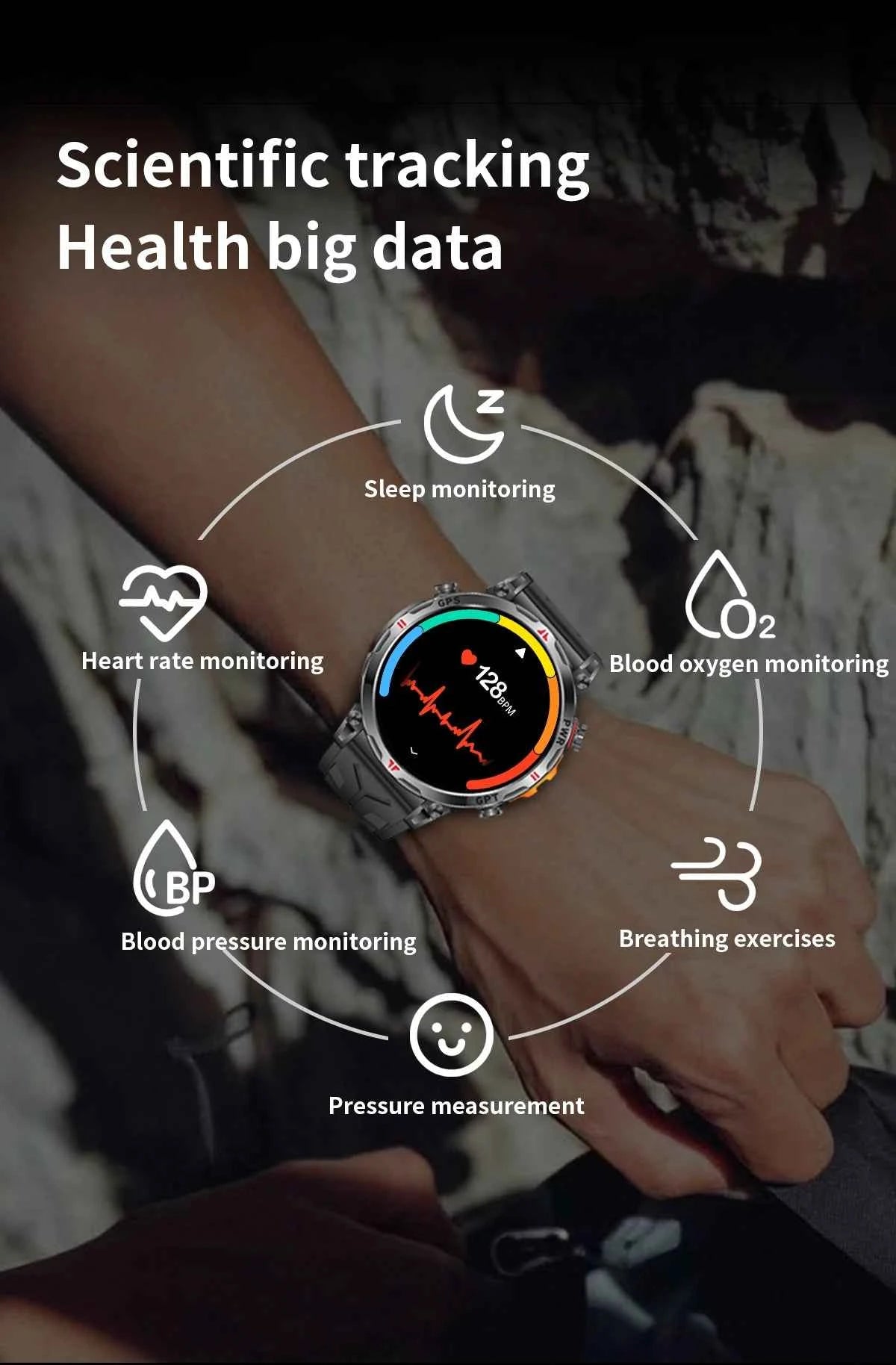 2025 New Military GPS Smartwatch T-Rex3 with 5ATM Waterproof, 650mAh Battery, Heart Rate Monitor, Compass, AI GPT, and Sports Tracker for Men - Pulse Electro