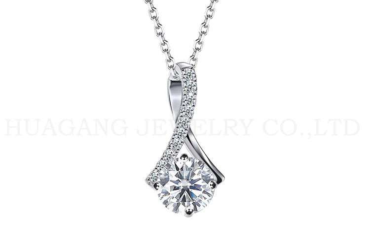 High Quality 925 Silver Plated Pendant Design Jewelry 1CT VVS1 Moissanite Diamond Necklace for Females