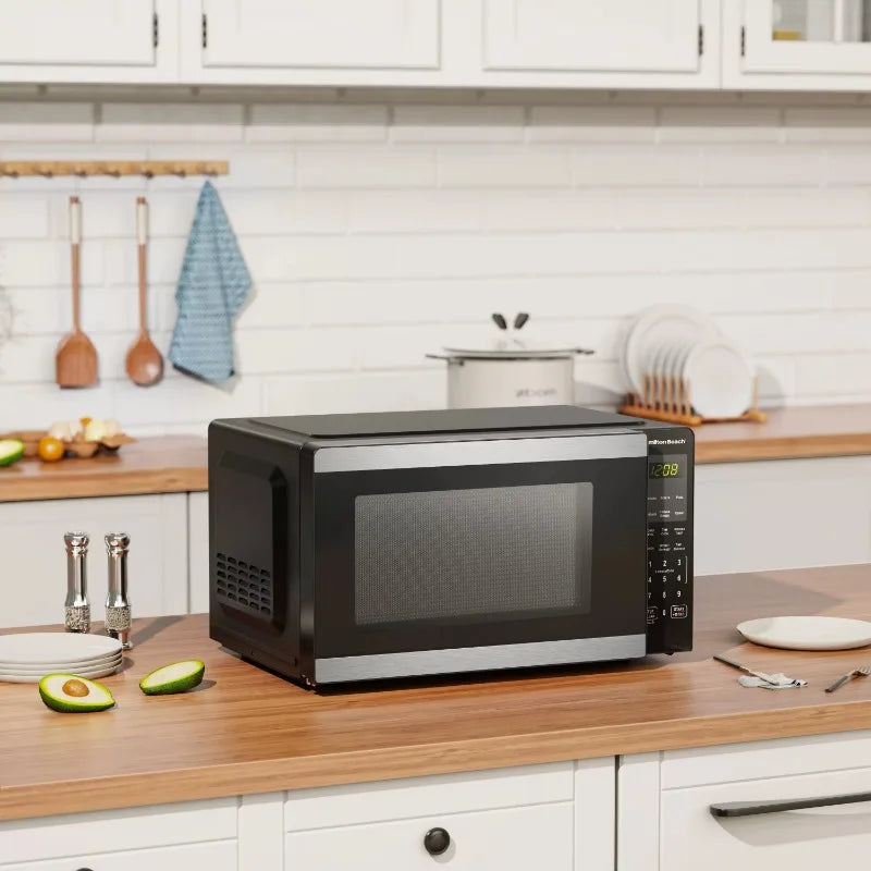 Hamilton Beach 0.9 Cu ft Countertop Microwave Oven, 900 Watts, Stainless Steel, New