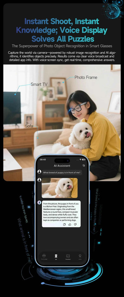 AI Smart Glasses with 8MP Camera, Bluetooth Call & Music Play, 100+ Languages Translation for Men and Women 2025 - Pulse Electro