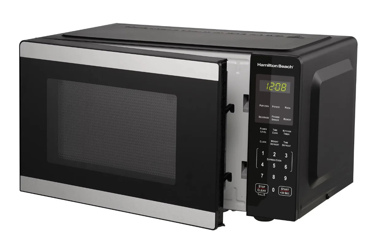 Hamilton Beach 0.9 Cu ft Countertop Microwave Oven, 900 Watts, Stainless Steel, New