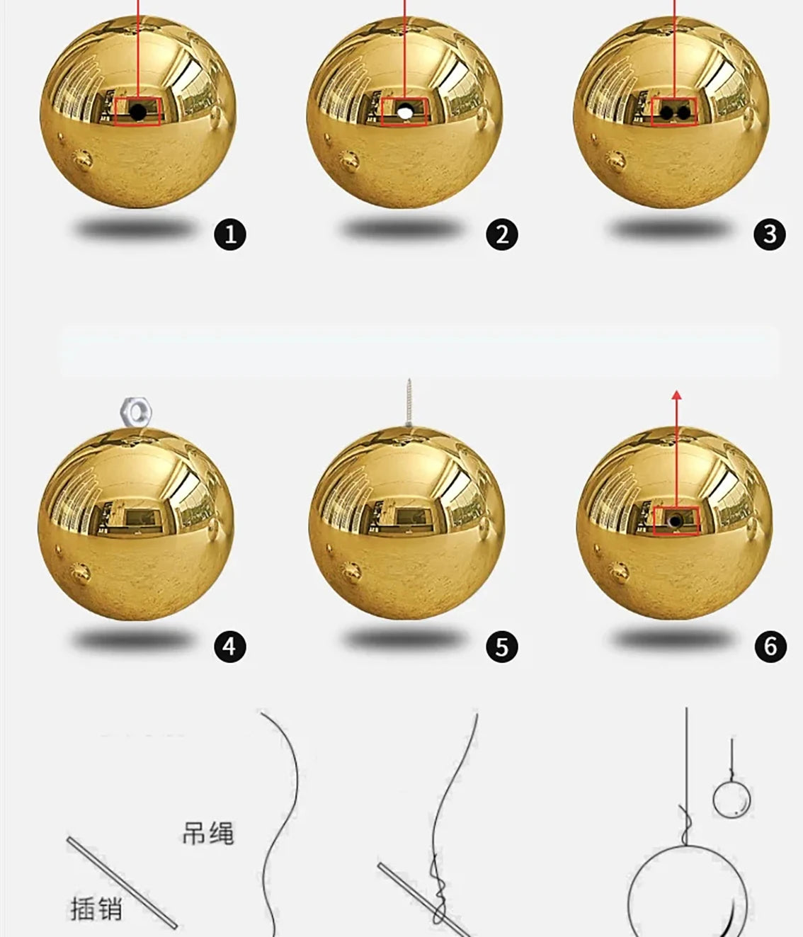 1-10Pcs 304 Stainless Steel Hollow Gazing Ball Mirror Polished Shiny Gold Sphere for Home Garden Ornament 19mm-300mm Golden Ball