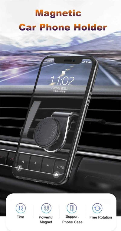 360 Magnetic Car Phone Holder for iPhone 15, 14, XR, Xiaomi, Huawei, Samsung - Adjustable Smartphone Stand and GPS Support - Pulse Electro