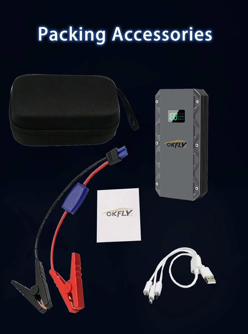 GKFLY High Power 2000A Starting Device 12V Car Jump Starter