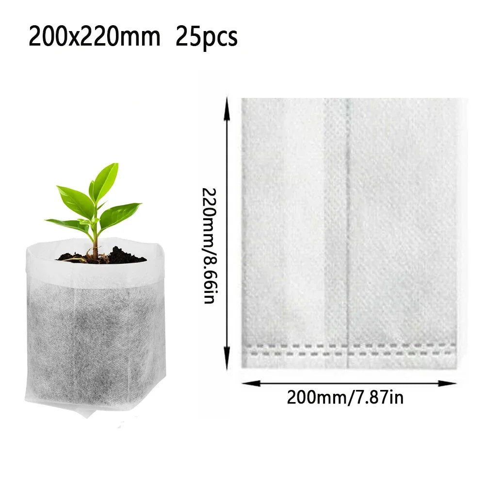 25-100cps Plant Grow Bags Biodegradable Nursery Bag Non-woven Fabric Sedes To Sow Flower Pots For Home Garden Accessories Tools