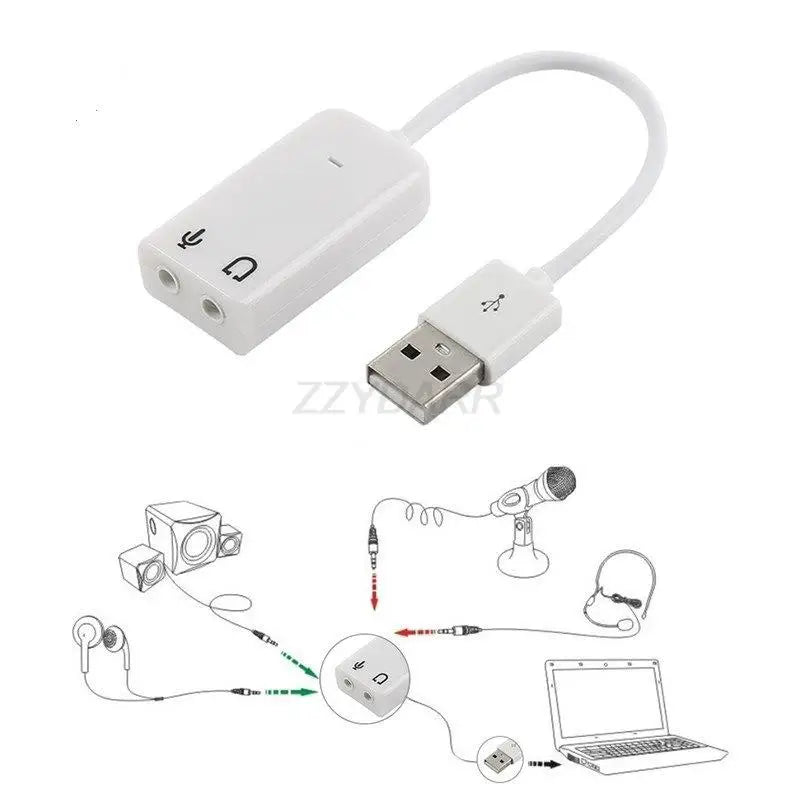 USB to Audio Jack Sound Card Adapter with Dual TRS 3-Pole Headphone and Mic USB to Aux 3.5mm External Audio Converter for Laptop