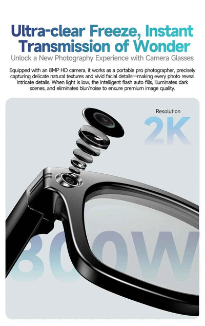 AI Smart Glasses with 8MP Camera, Bluetooth Call & Music Play, 100+ Languages Translation for Men and Women 2025 - Pulse Electro