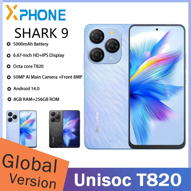 Blackview SHARK 9 5G Smartphone 8GB+256GB 6.67'' HD+ IPS Display 50MP AI Camera 5000mAh 18W Fast Charging NFC Mobile Phone