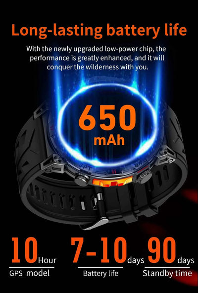 2025 New Military GPS Smartwatch T-Rex3 with 5ATM Waterproof, 650mAh Battery, Heart Rate Monitor, Compass, AI GPT, and Sports Tracker for Men - Pulse Electro