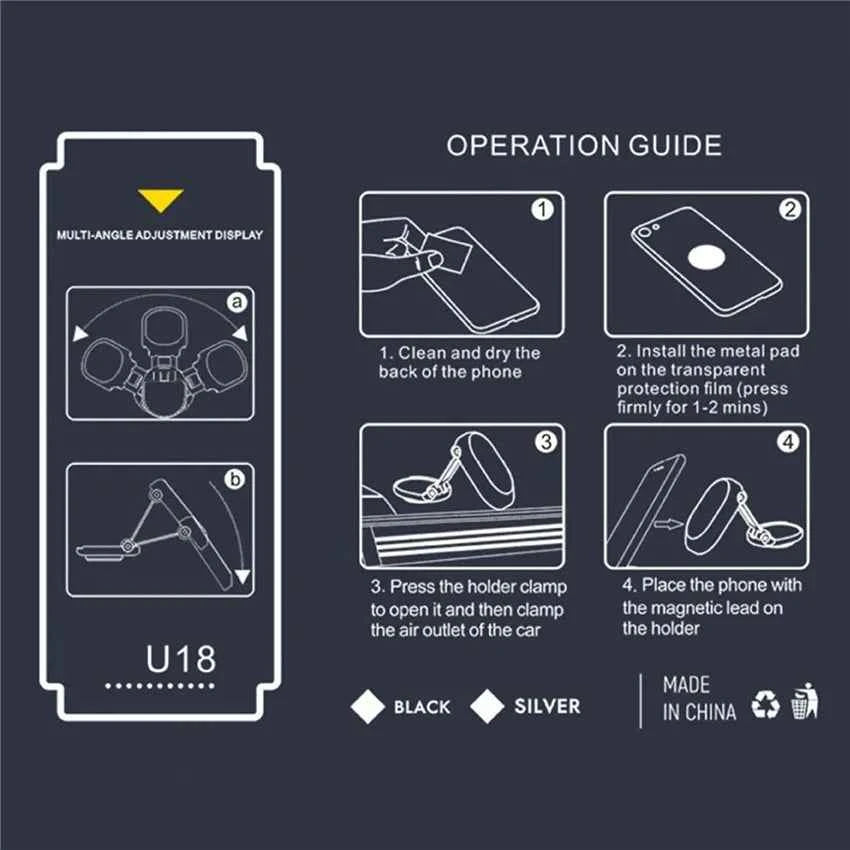 1080 Rotate Magnetic Car Phone Holder for iPhone, Samsung, Xiaomi - Foldable Magnet Cell Smartphone Support GPS Bracket - Pulse Electro