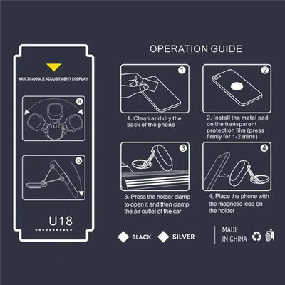 1080 Rotate Magnetic Car Phone Holder for iPhone, Samsung, Xiaomi - Foldable Magnet Cell Smartphone Support GPS Bracket - Pulse Electro