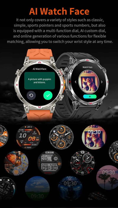 2025 New Military GPS Smartwatch T-Rex3 with 5ATM Waterproof, 650mAh Battery, Heart Rate Monitor, Compass, AI GPT, and Sports Tracker for Men - Pulse Electro